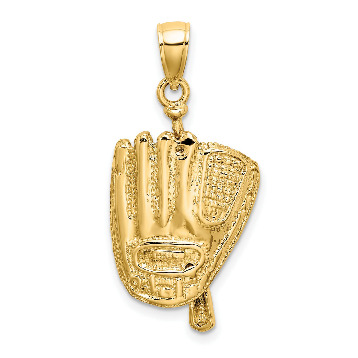 14k Yellow Gold Baseball Pendant with Glove, Bat, and Ball Charm for Men or Women