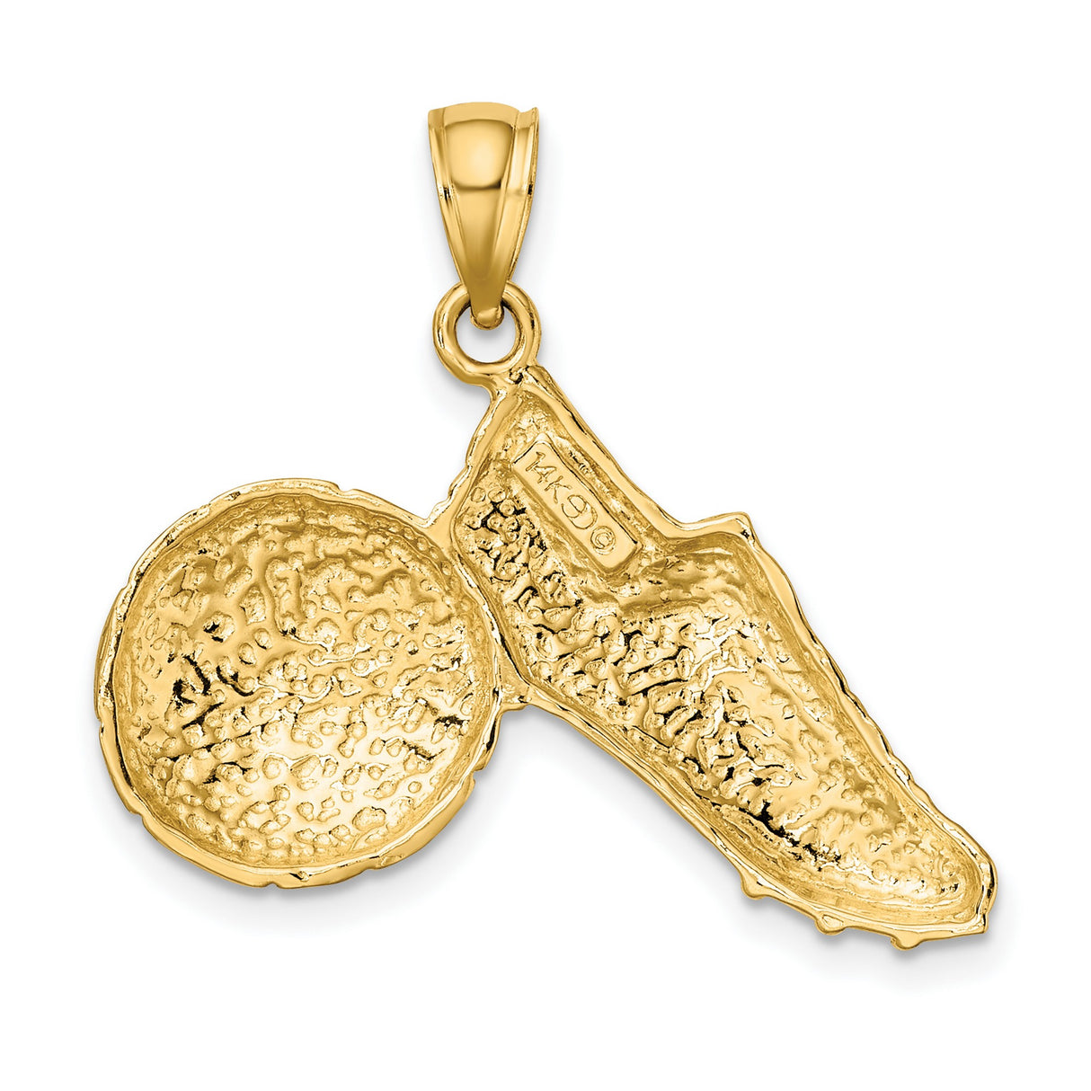 14k Yellow Gold Soccer Pendant with Cleat and Ball Design, Sports Charm for Men or Women