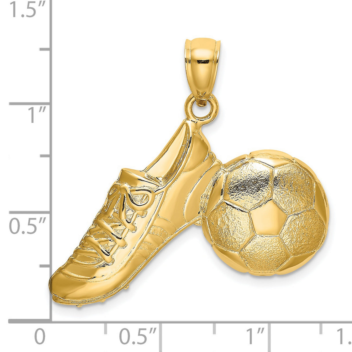14k Yellow Gold Soccer Pendant with Cleat and Ball Design, Sports Charm for Men or Women