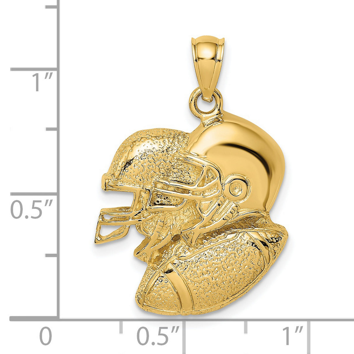 14k Yellow Gold Football Helmet Pendant with Ball Design, Sports Charm for Men