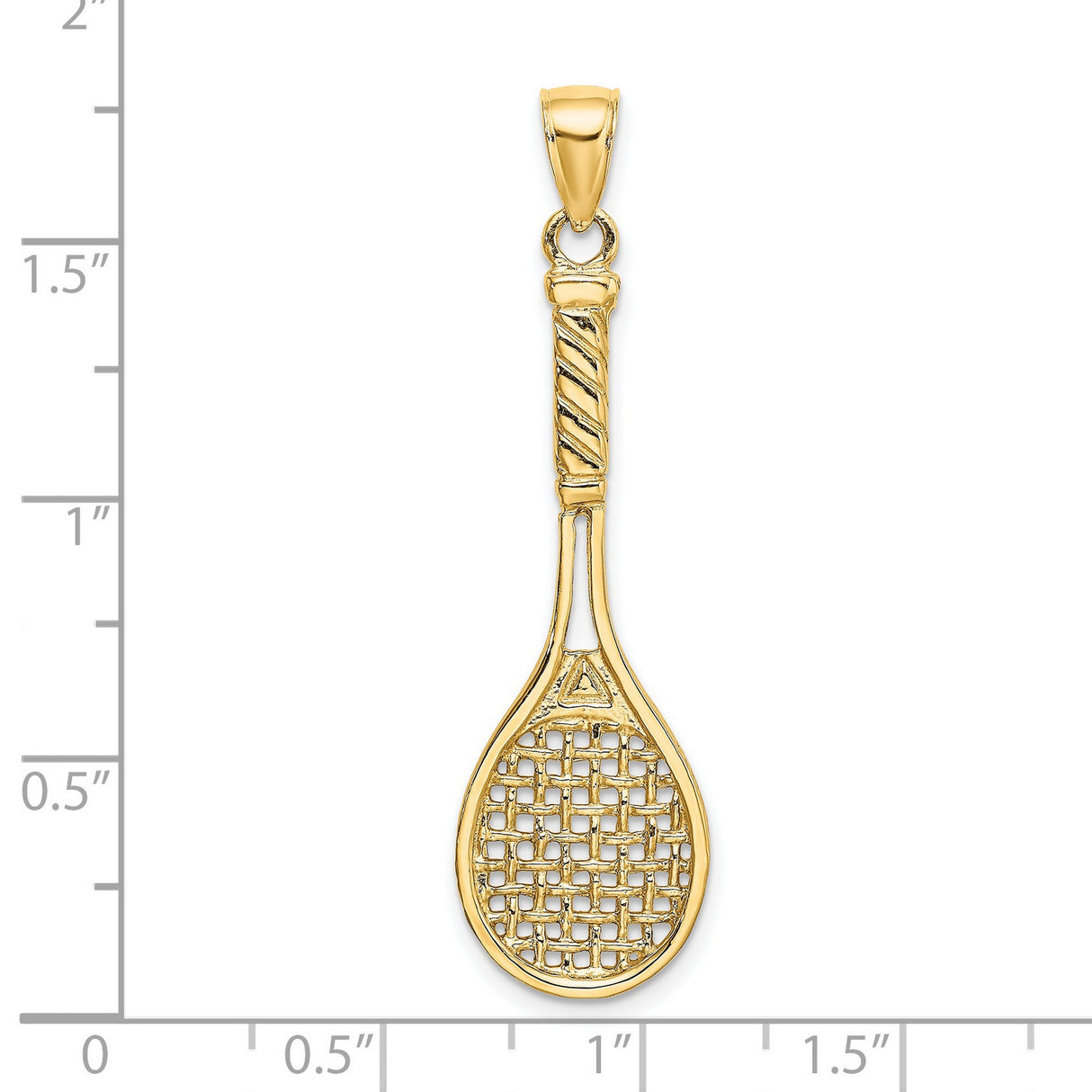 14k Yellow Gold Tennis Racket Pendant with Mesh and Handle Detail, Unisex Sports Charm