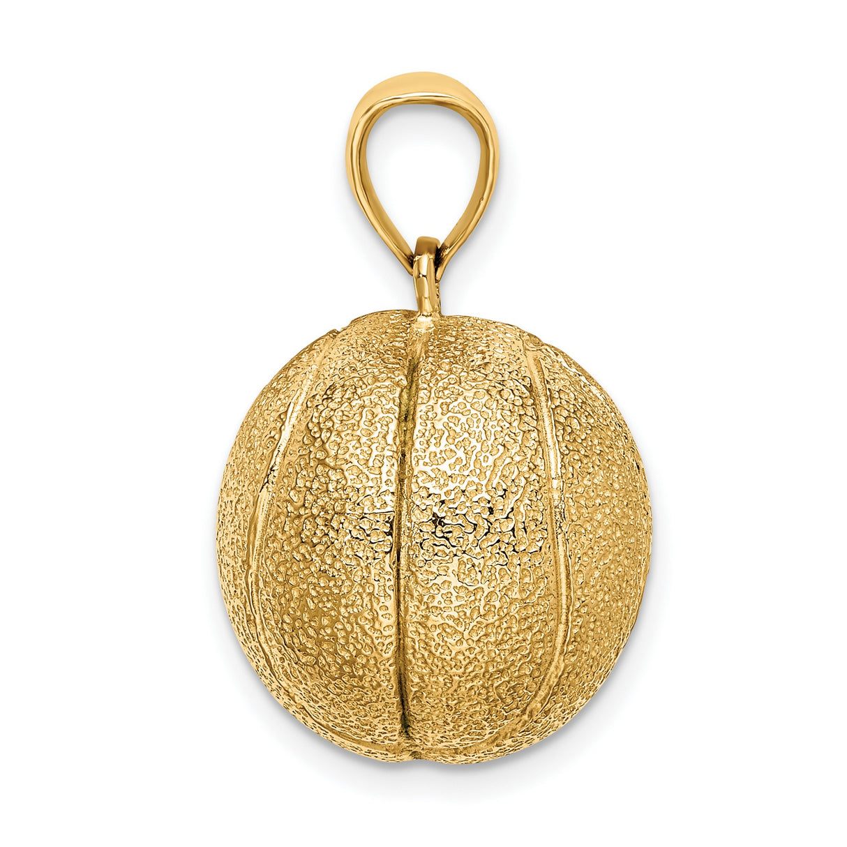 14k Yellow Gold Basketball Pendant, Textured 3D Sports Charm for Men or Unisex