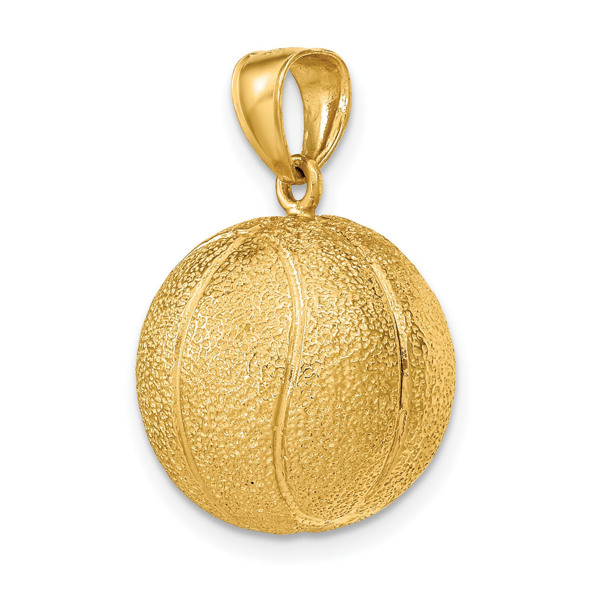 14k Yellow Gold Basketball Pendant, Textured 3D Sports Charm for Men or Unisex