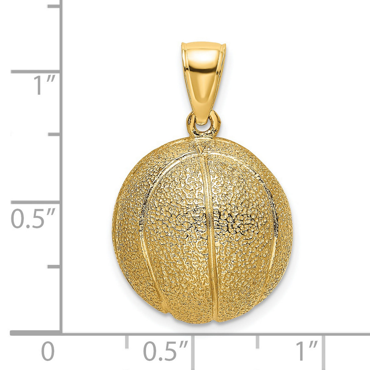 14k Yellow Gold Basketball Pendant, Textured 3D Sports Charm for Men or Unisex