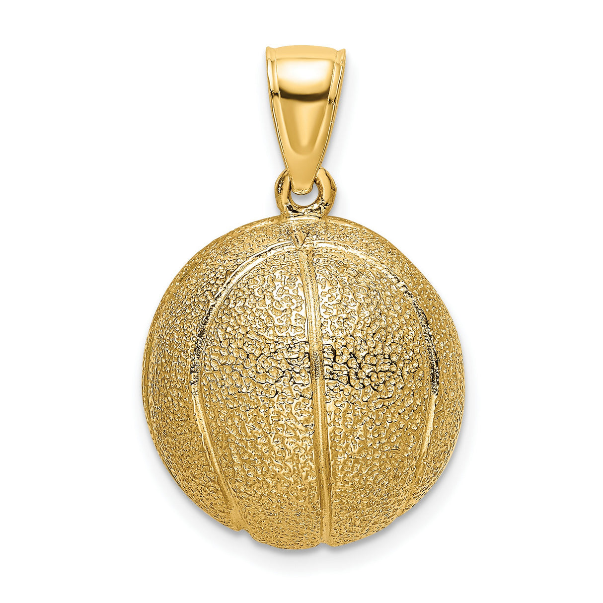 14k Yellow Gold Basketball Pendant, Textured 3D Sports Charm for Men or Unisex