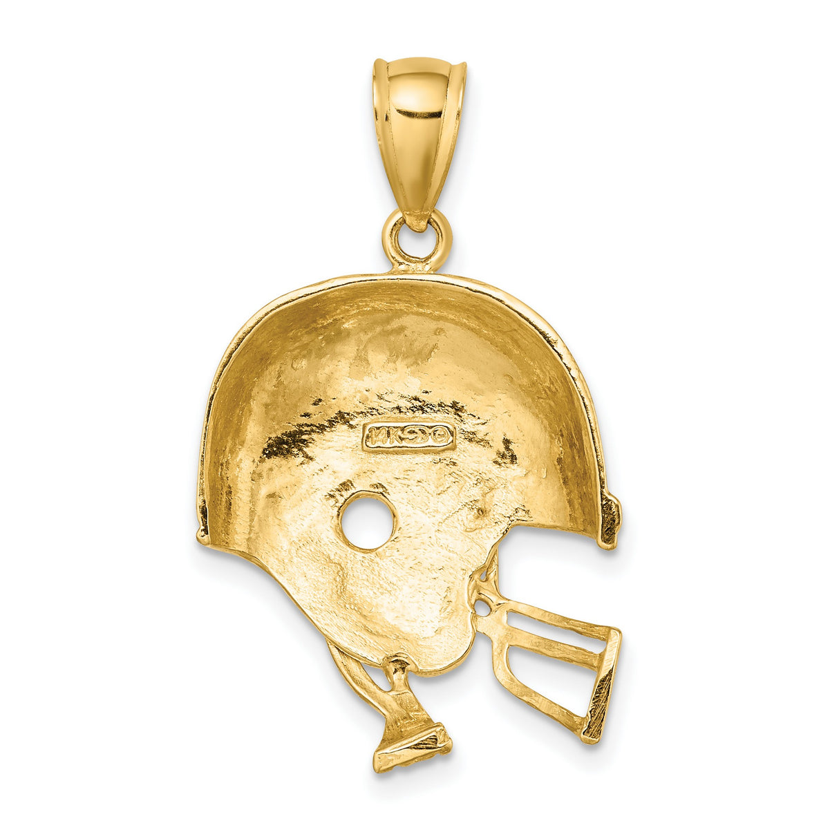 14k Yellow Gold Football Helmet Pendant, Real Gold Sports Charm with Chin Strap Detail