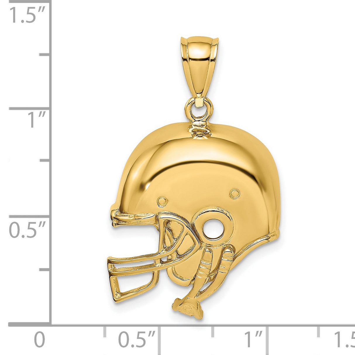 14k Yellow Gold Football Helmet Pendant, Real Gold Sports Charm with Chin Strap Detail