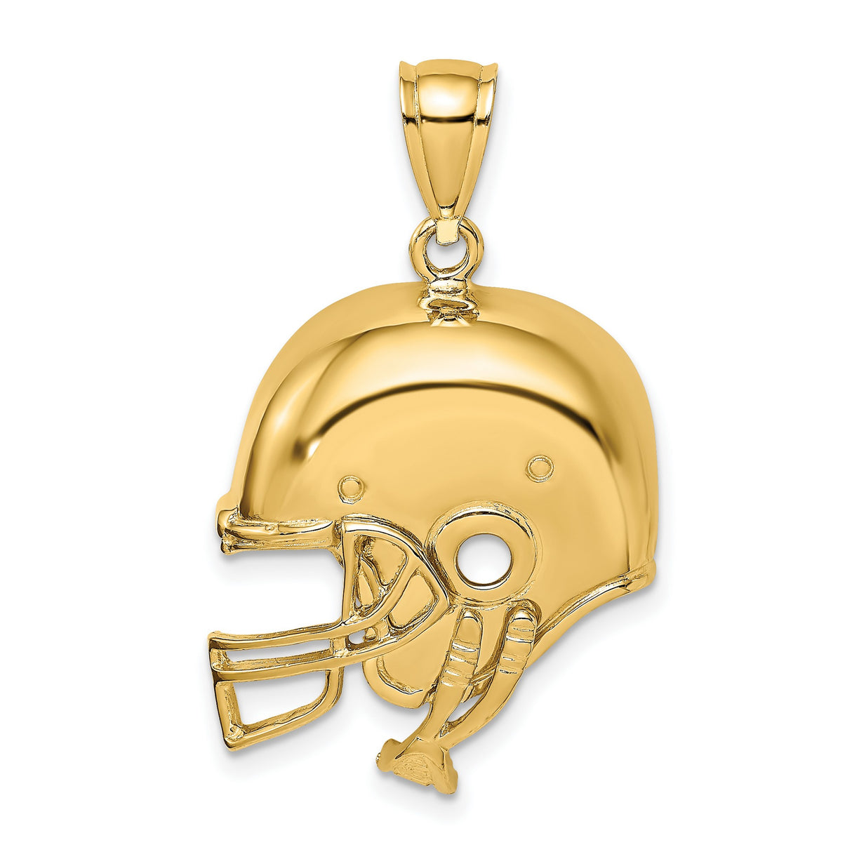 14k Yellow Gold Football Helmet Pendant, Real Gold Sports Charm with Chin Strap Detail