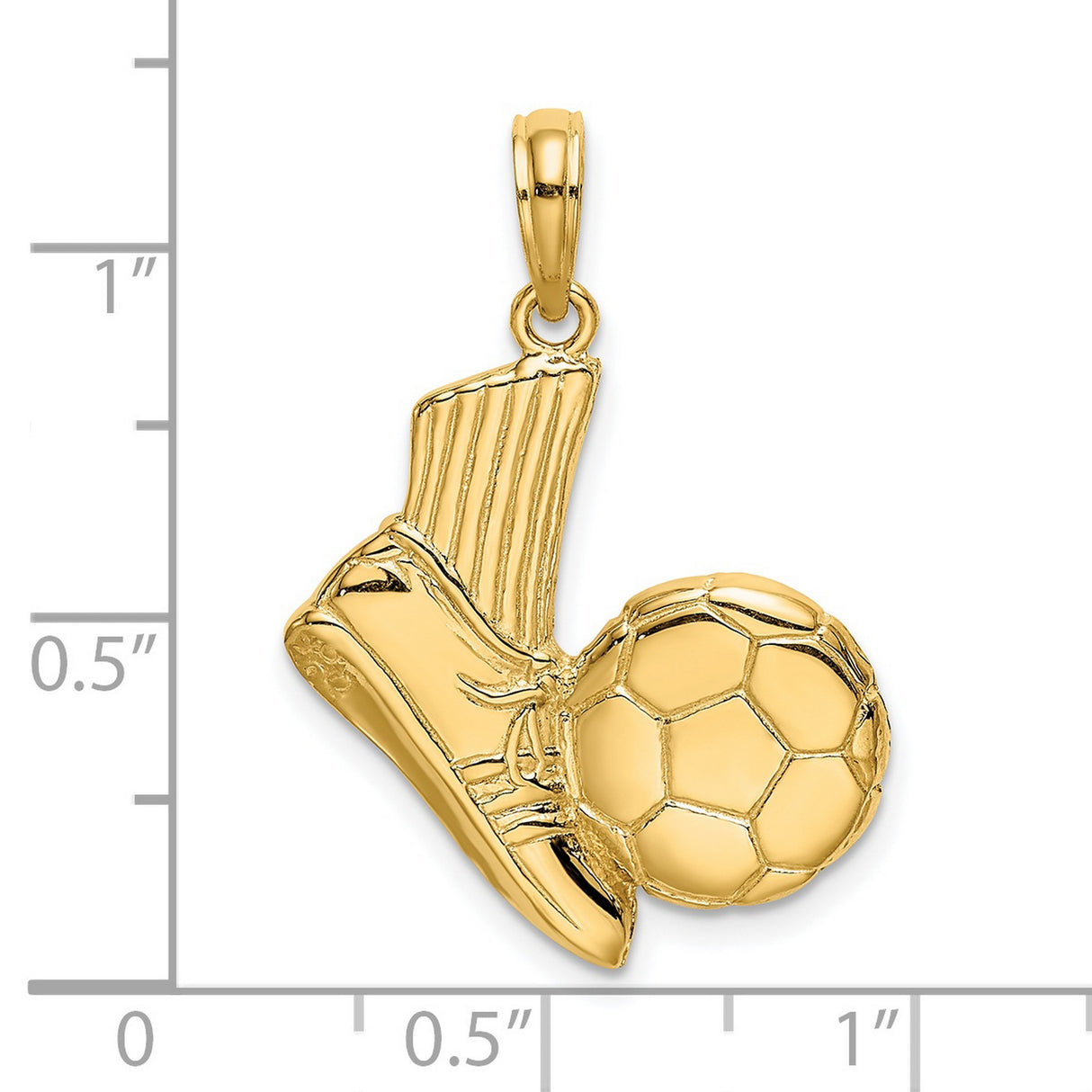 14k Yellow Gold Soccer Pendant with Cleat and Ball Design, Unisex Sports Jewelry