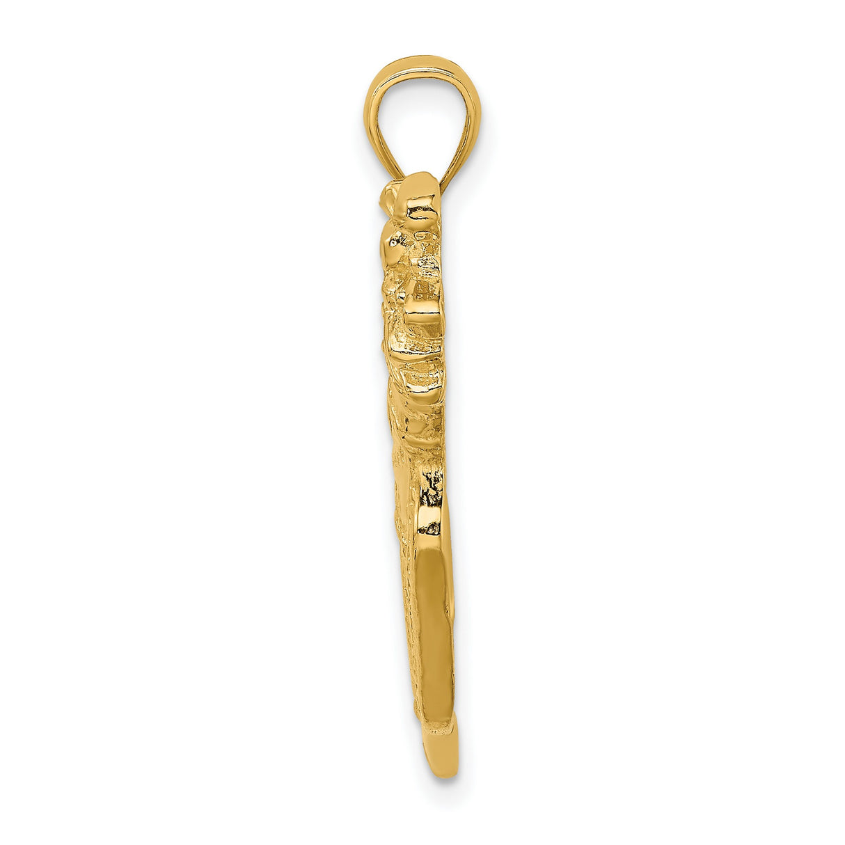 14k Yellow Gold Golf Bag Pendant with Detailed Clubs and Textured Design