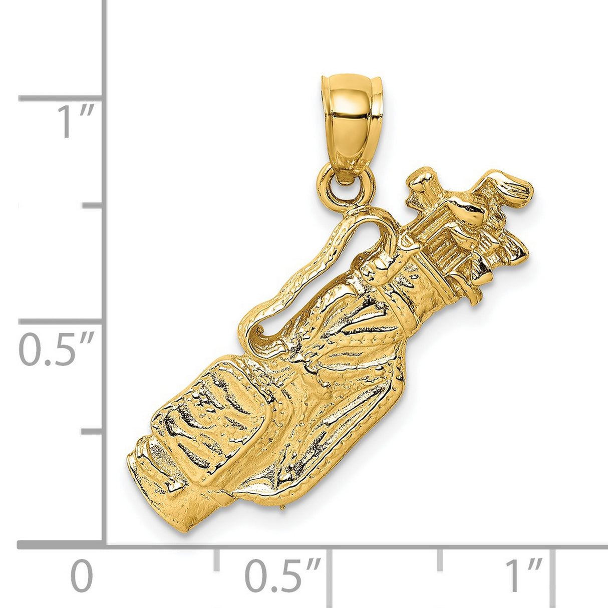 14k Yellow Gold Golf Bag Pendant with Clubs, Sports Charm for Golfers or Unisex Wear