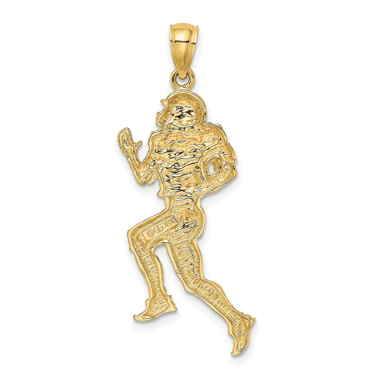 14k Yellow Gold Football Player Pendant, Male Athlete in Motion Sports Charm