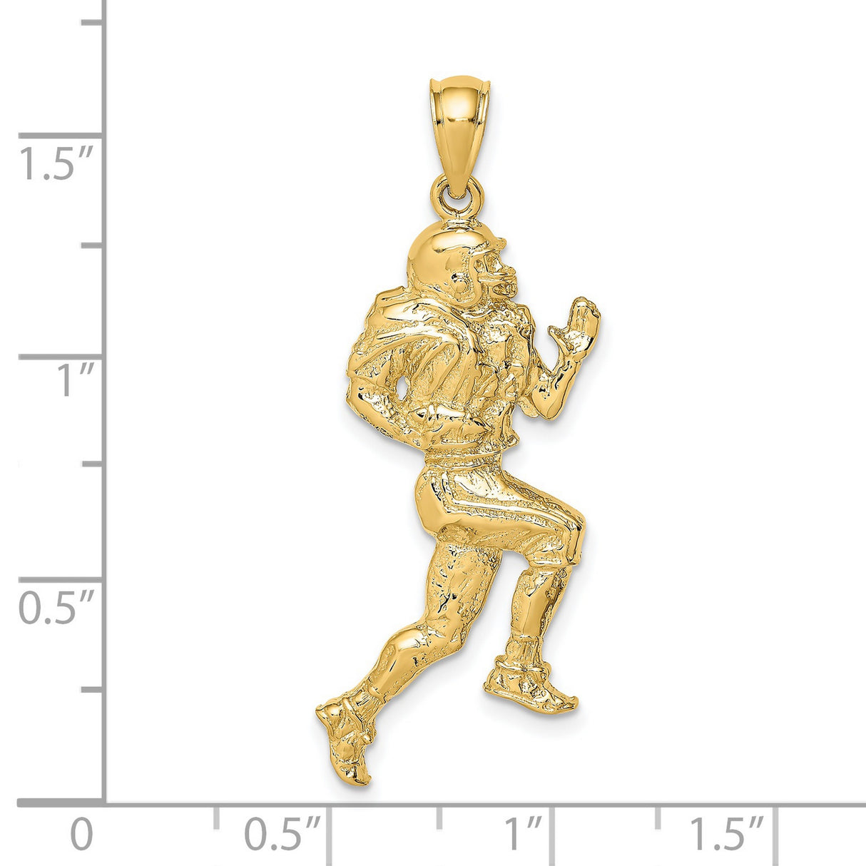 14k Yellow Gold Football Player Pendant, Male Athlete in Motion Sports Charm