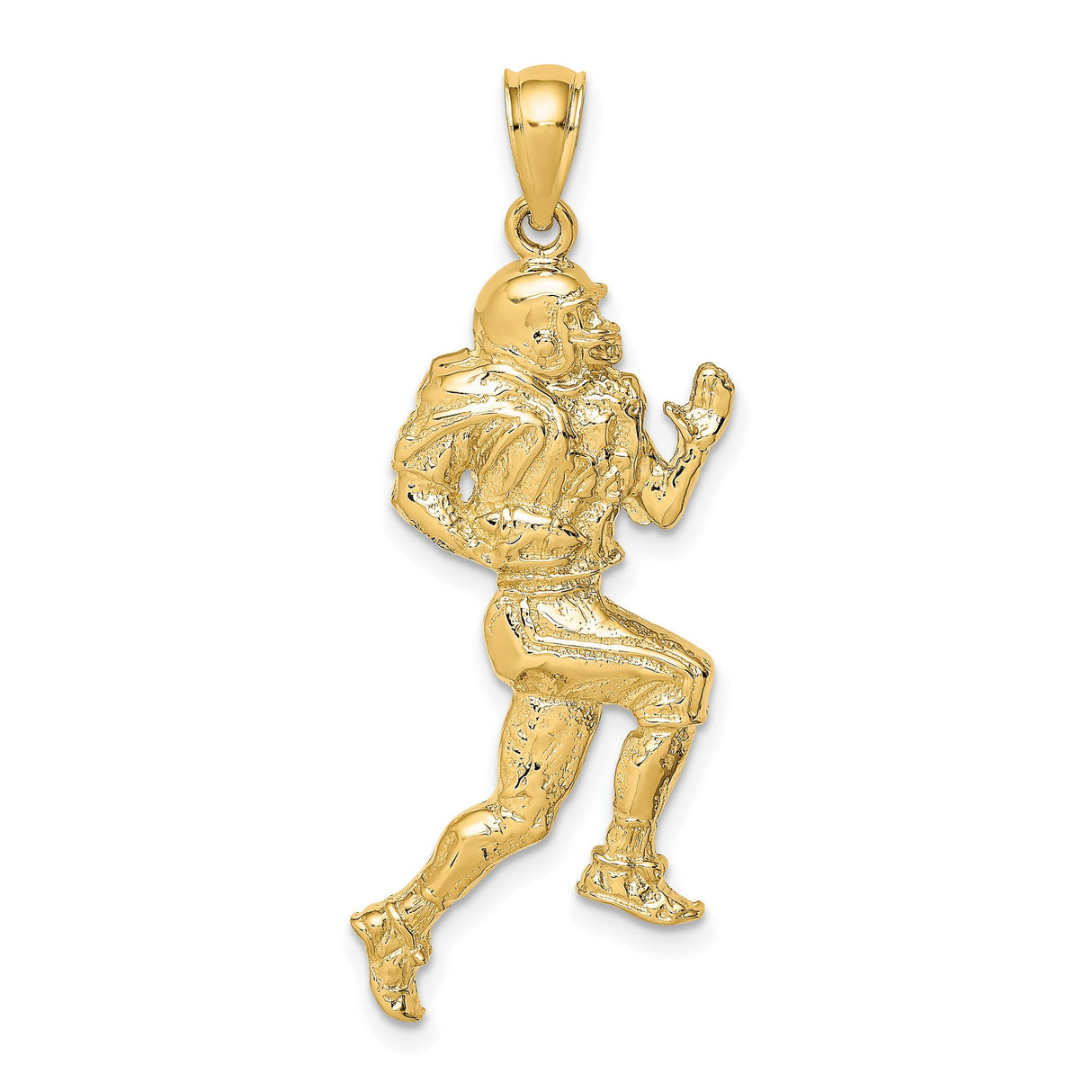 14k Yellow Gold Football Player Pendant, Male Athlete in Motion Sports Charm