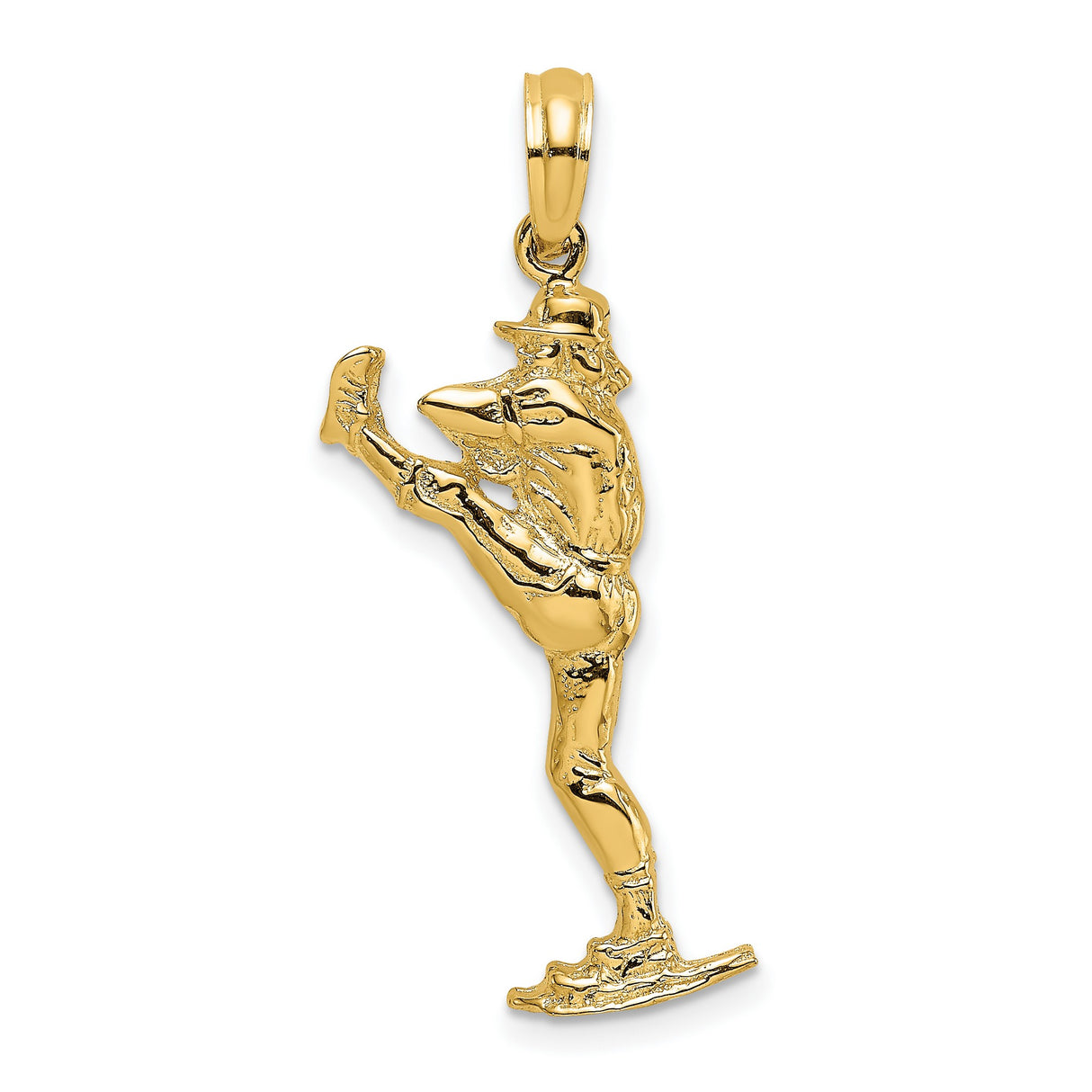 14k Yellow Gold Marching Band Pendant with High-Step Dancer Figure Charm