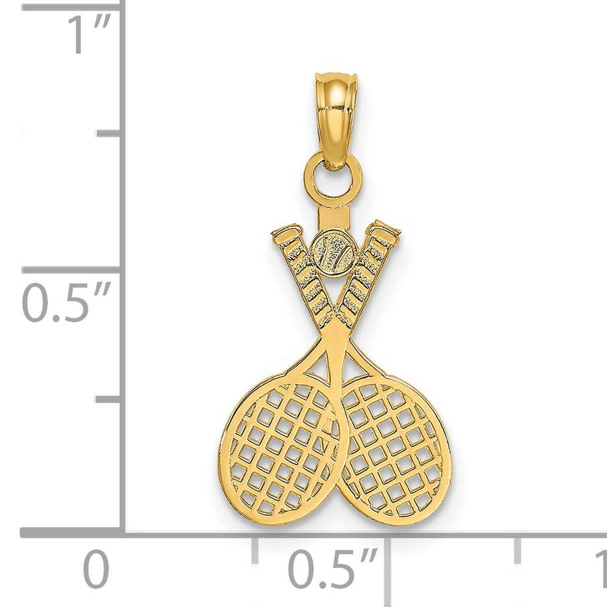14k Yellow Gold Tennis Pendant with Crossed Rackets and Ball, Sports Charm for Men and Women