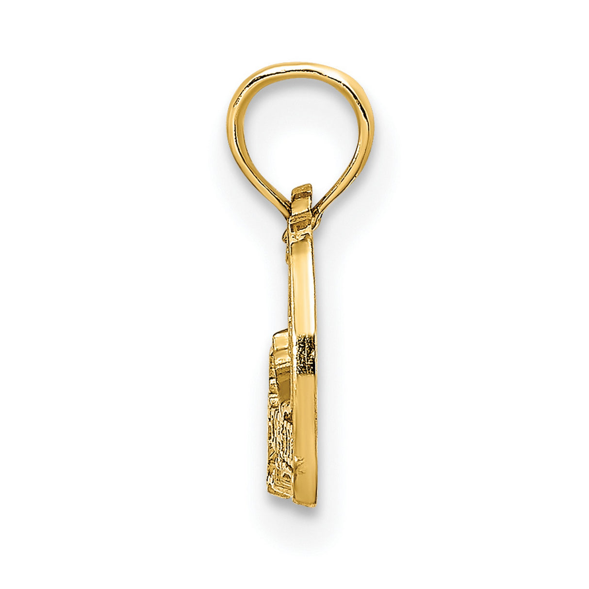 14k Yellow Gold Cape Cod Pendant with Textured Massachusetts Map Outline, Nautical Travel Charm