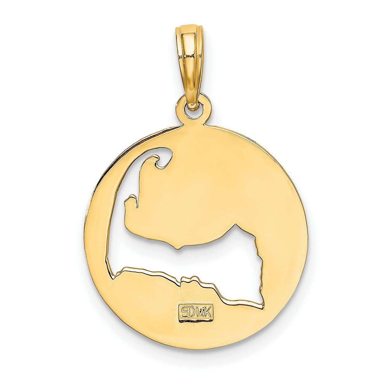 14k Yellow Gold Cape Cod Pendant, Massachusetts Map Outline Charm, Nautical Travel Jewelry