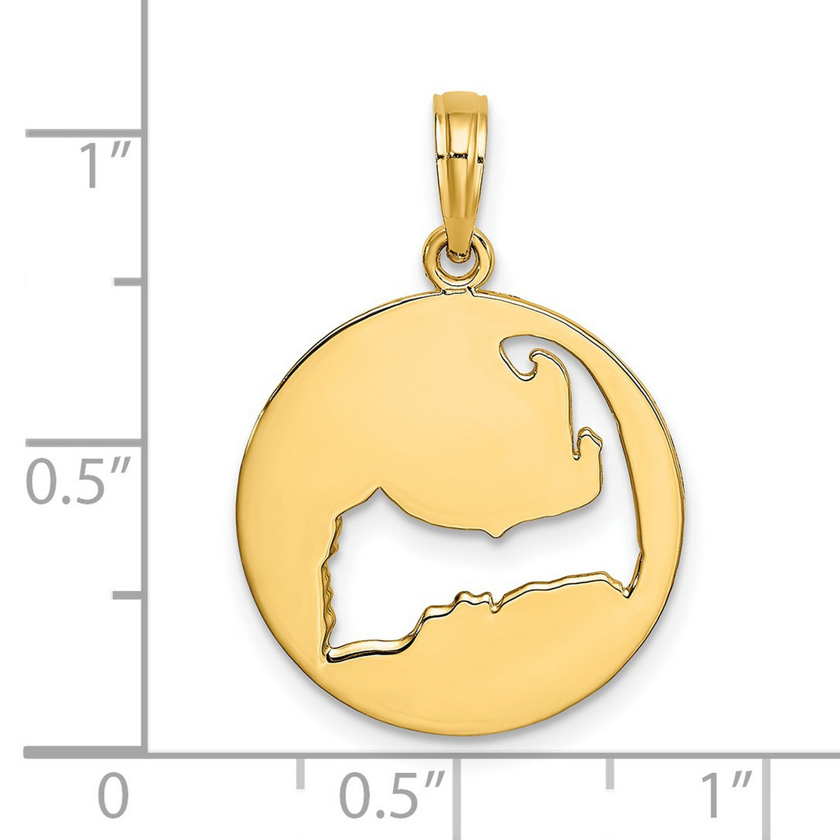 14k Yellow Gold Cape Cod Pendant, Massachusetts Map Outline Charm, Nautical Travel Jewelry