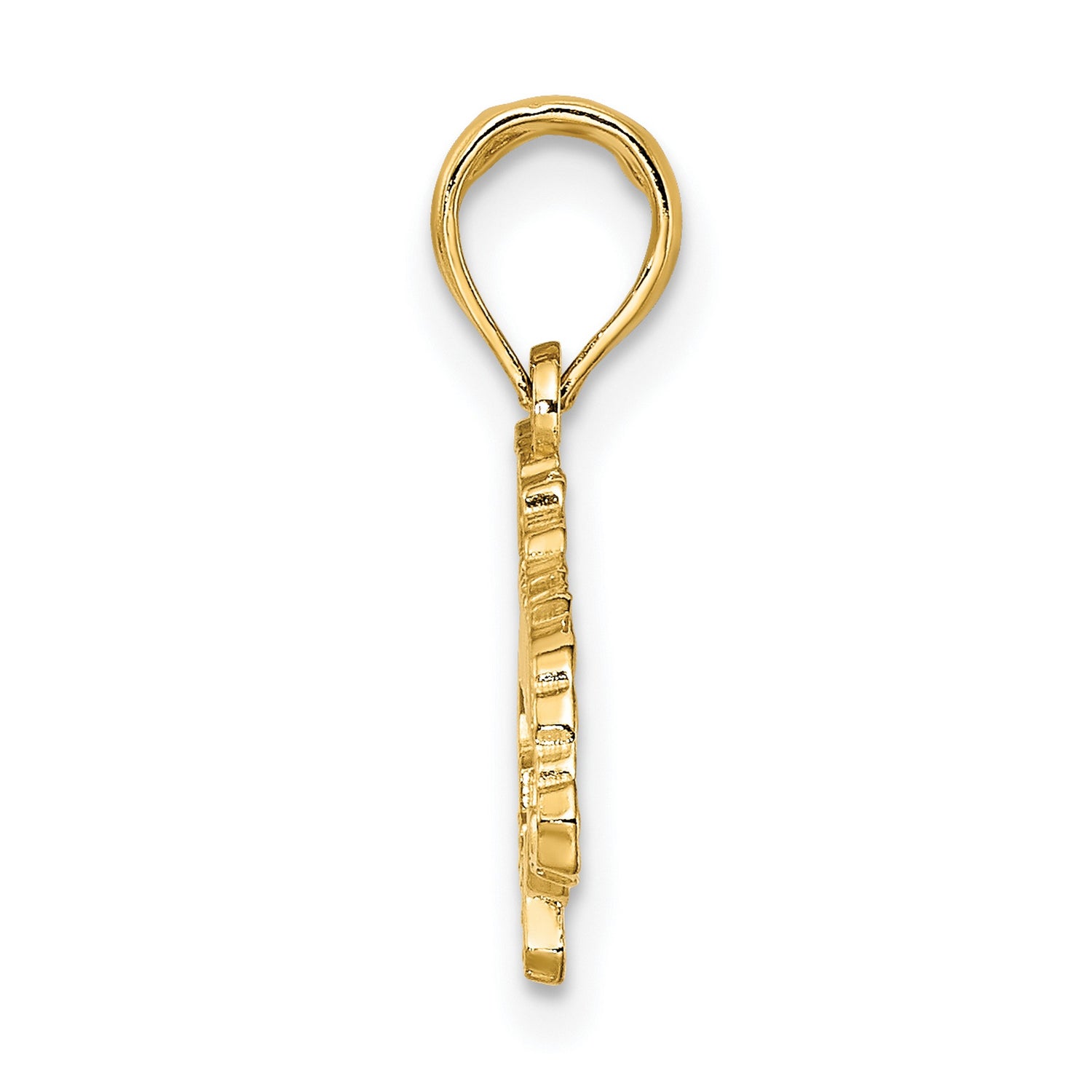 14k Yellow Gold Jamaica Map Pendant, Textured Island Charm with JAMAICA, Unisex Caribbean Jewelry