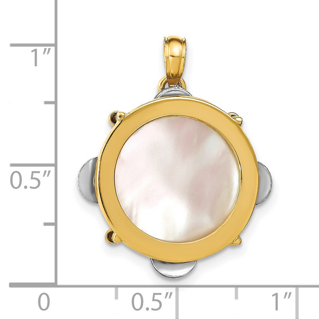 14k Two-Tone Gold Pendant with Mother of Pearl Inlay, Christian Monstrance Style