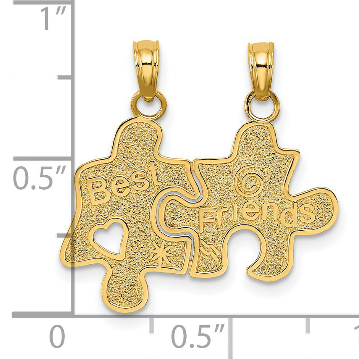 14k Yellow Gold Puzzle Pendant with Heart and Star Cutouts, Interlocking Friendship Charm