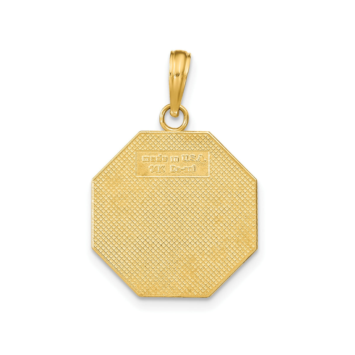 14k Yellow Gold Octagon Pendant with Never Stop Loving You Engraving for Women