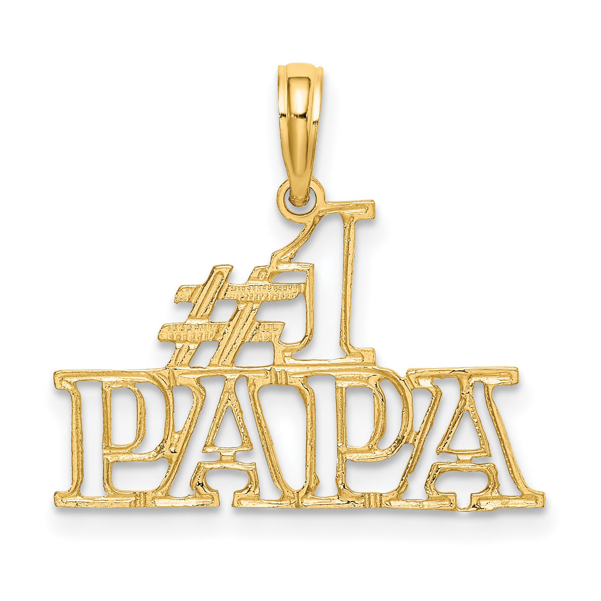 14k Yellow Gold Papa Pendant with Bold Lettering, Sentimental Dad Charm for Men