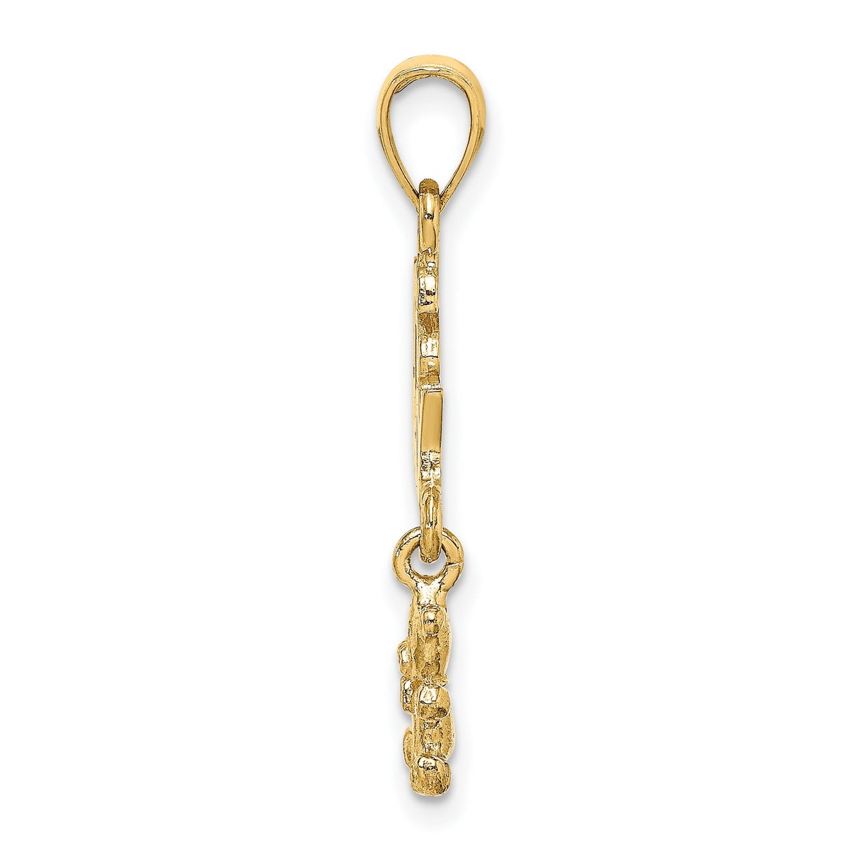 14k Yellow Gold Baby Boy Pendant with Dangling Teddy Bear Charm, Its a Boy Design