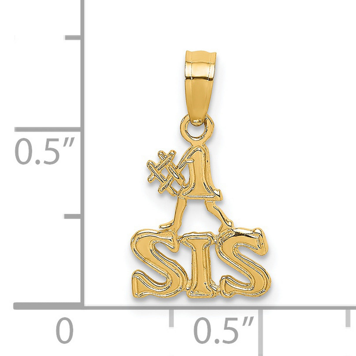 14k Yellow Gold Pendant, Stylized Girl Holding Hashtag, Sister Bond Charm Jewelry