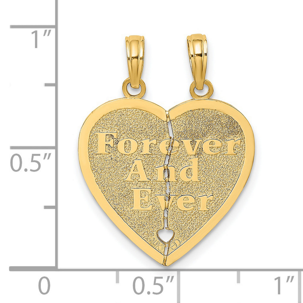 14k Yellow Gold Breakable Heart Pendant, Split Design with Forever and Ever Message, Unisex Jewelry