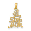 14k Yellow Gold Pendant, Decorative Script Design with Number One Stepmom Message