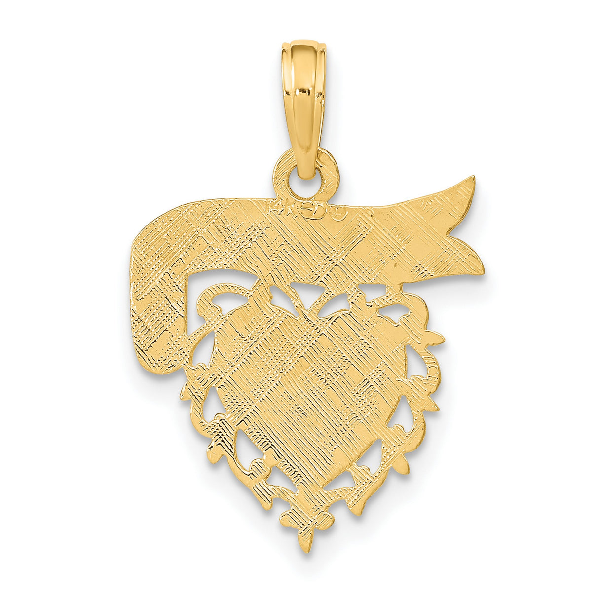 14k Yellow Gold Pendant with Heart and Ribbon Design, Sentimental Mother Daughter Charm