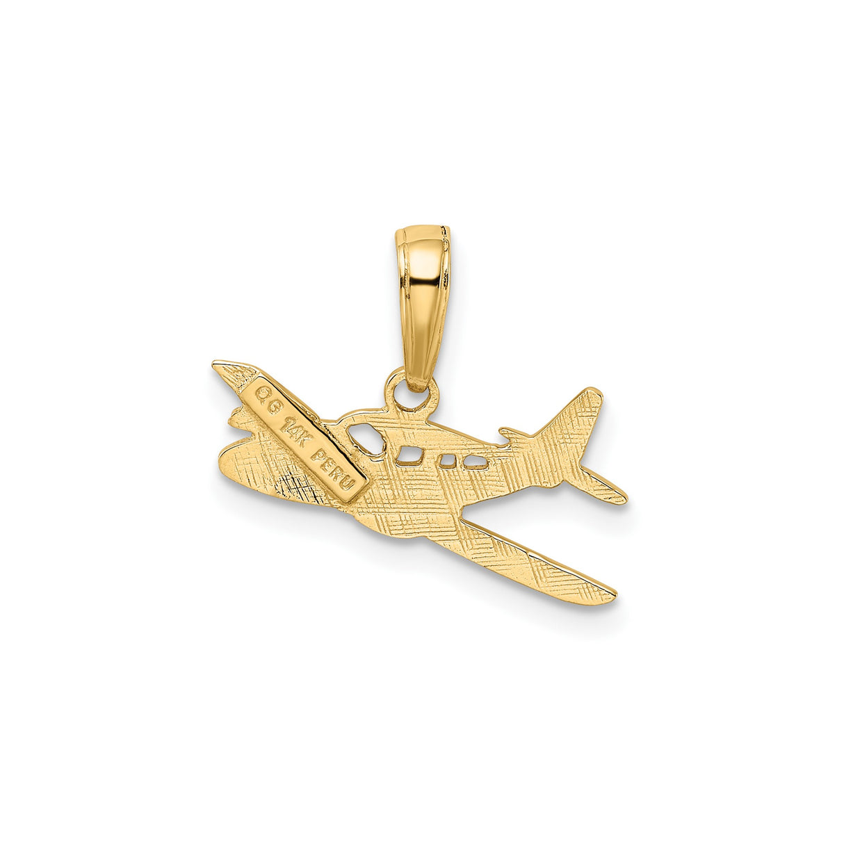14k Yellow Gold Airplane Pendant Charm with Detailed Aircraft Design, Aviation Jewelry for Men or Unisex