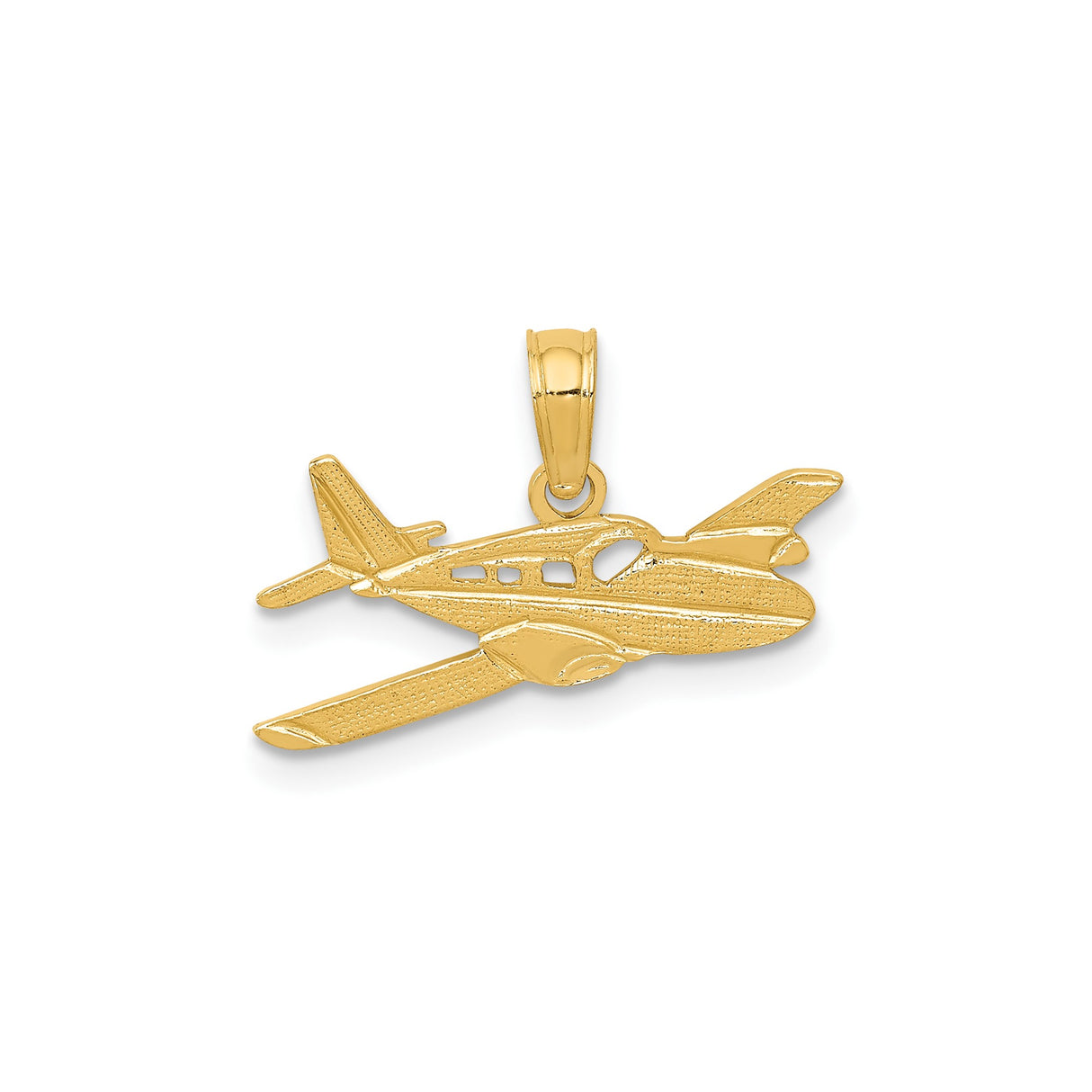 14k Yellow Gold Airplane Pendant Charm with Detailed Aircraft Design, Aviation Jewelry for Men or Unisex