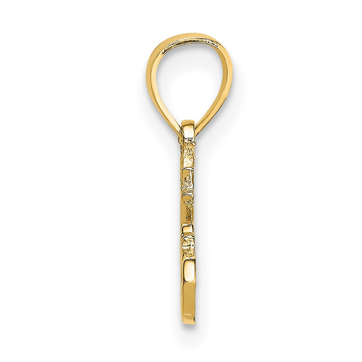 14k Yellow Gold Hot Chocolate Pendant, Cursive Script Food Charm for Women or Unisex Wear