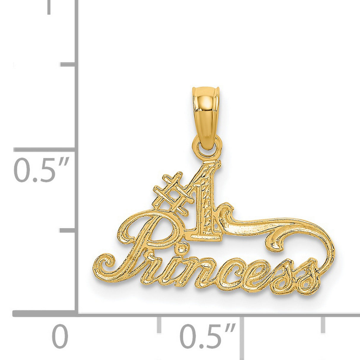 14k Yellow Gold Pendant, Number One Princess Charm with Elegant Script Lettering