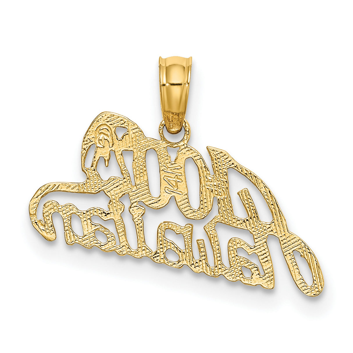 14k Yellow Gold Pendant, Palm Tree Design, Hawaiian Script, Island Style Unisex Charm