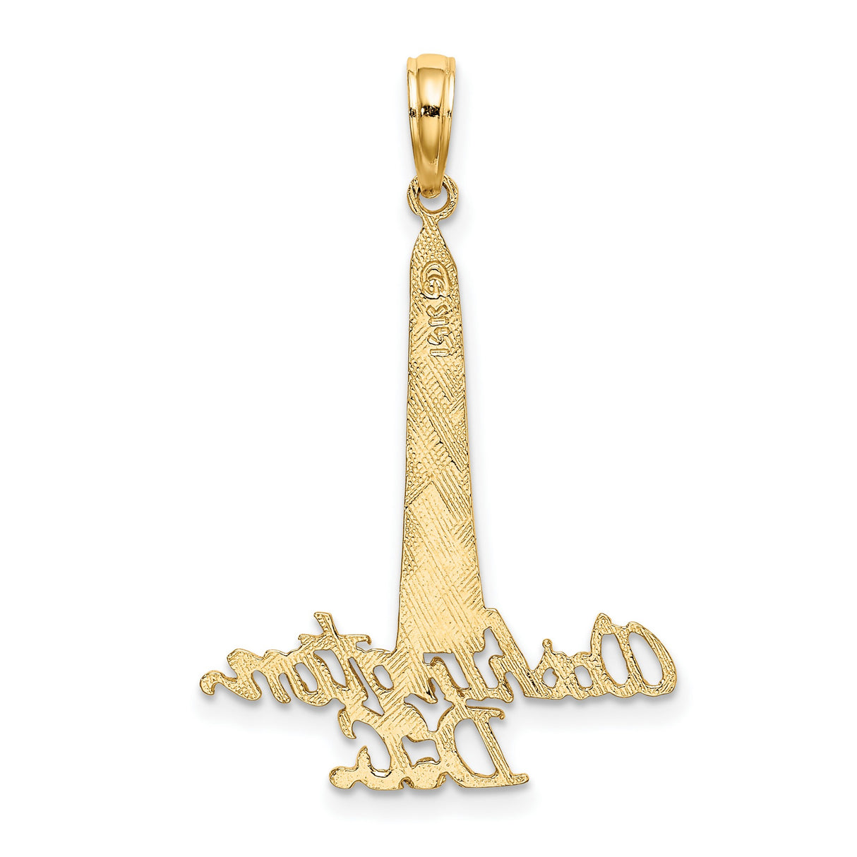 14k Yellow Gold Washington DC Pendant with Monument Design and Script Engraving