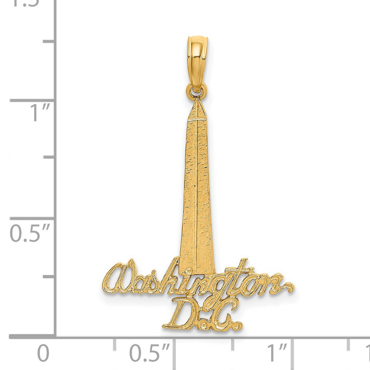14k Yellow Gold Washington DC Pendant with Monument Design and Script Engraving