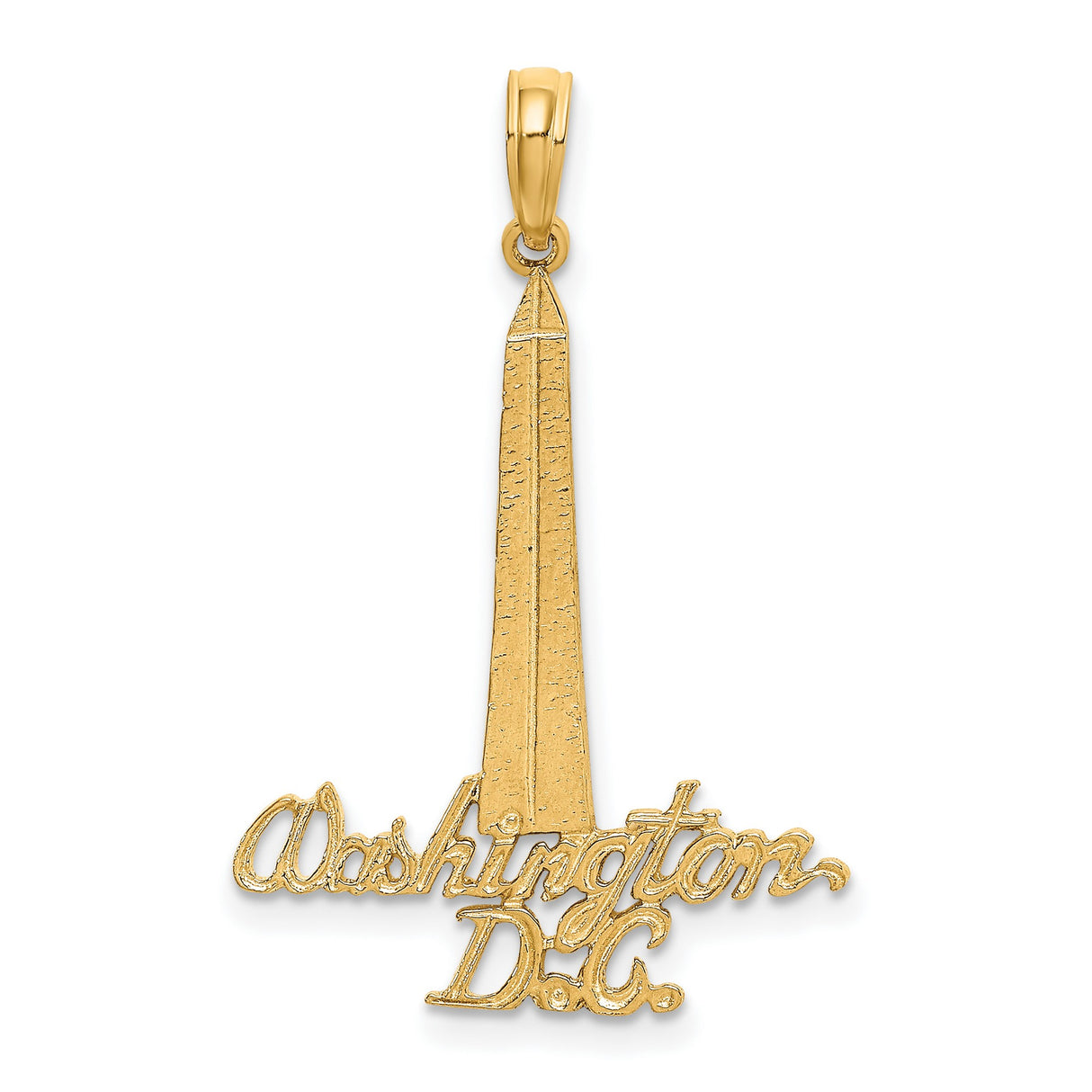 14k Yellow Gold Washington DC Pendant with Monument Design and Script Engraving