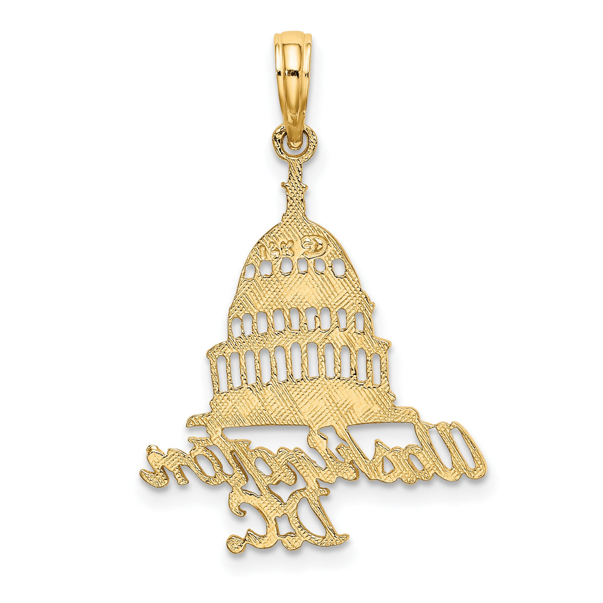WASHINGTON D.C. Capital Building Charm Pendant in Real 14k Yellow Gold
