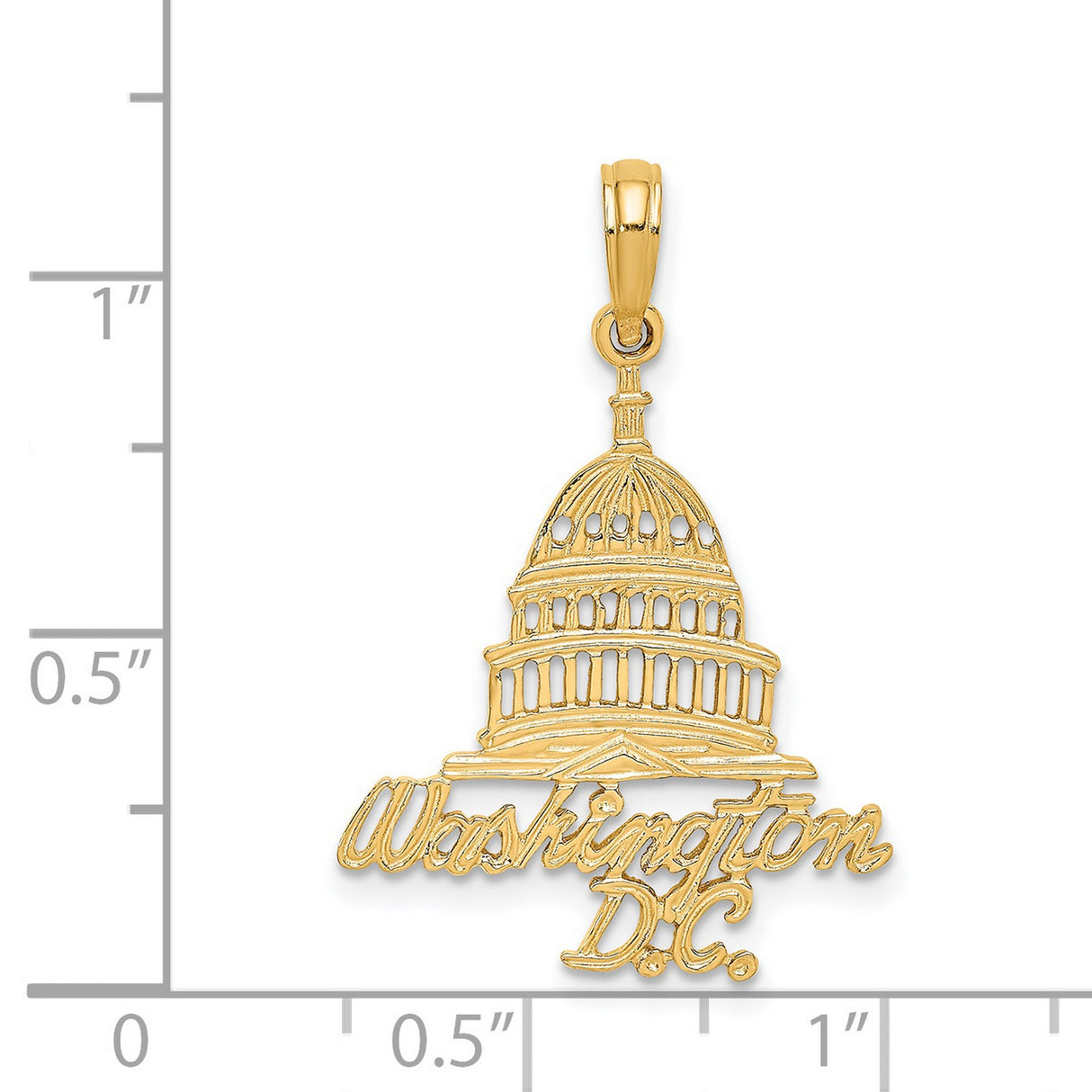 WASHINGTON D.C. Capital Building Charm Pendant in Real 14k Yellow Gold
