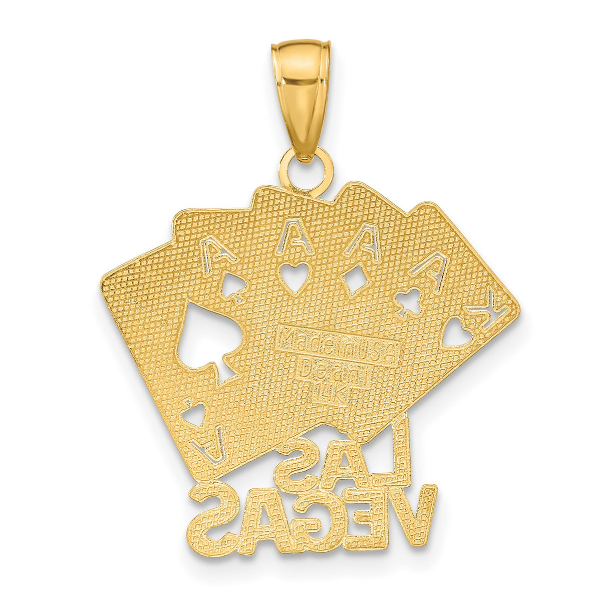 14k Yellow Gold Poker Card Pendant, Royal Flush Las Vegas Gambling Charm