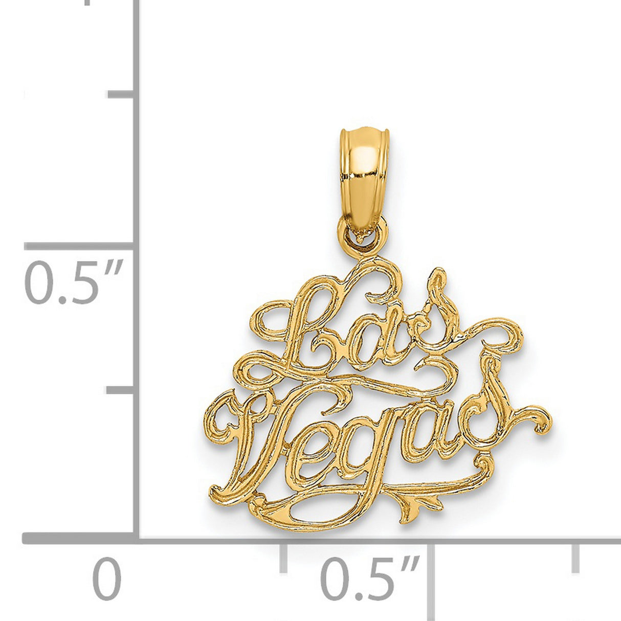 14k Yellow Gold Las Vegas Pendant, Bold Script City Charm, Modern Travel Souvenir Jewelry