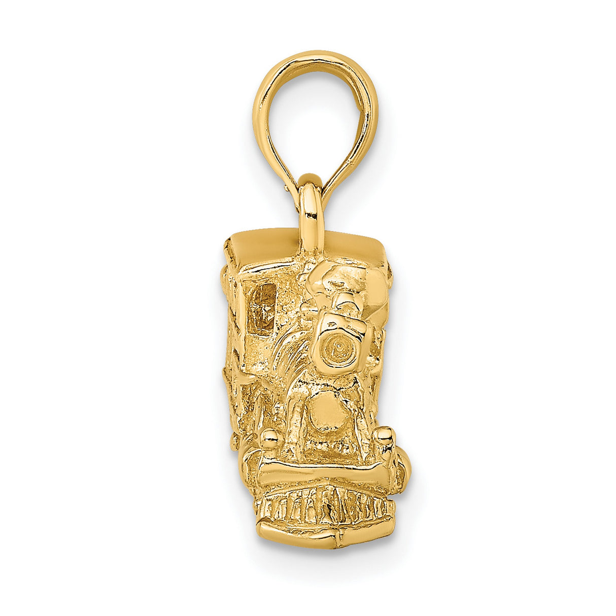 3-D Steam Engine Locomotive Charm Pendant in Real 14k Yellow Gold
