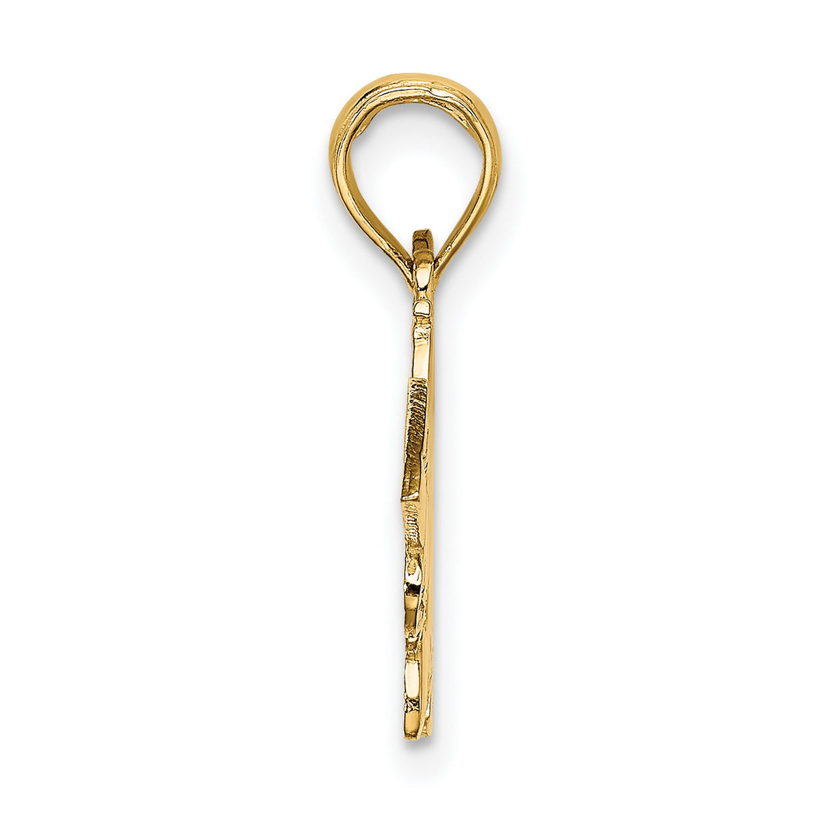 14k Yellow Gold Crucifix Pendant, Textured Christian Cross Charm, Catholic Religious Jewelry