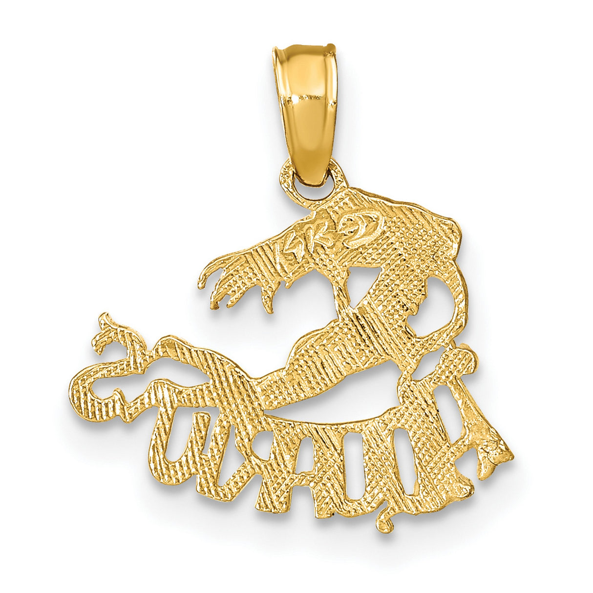 14k Yellow Gold Aquarius Zodiac Pendant with Female Water Bearer Design