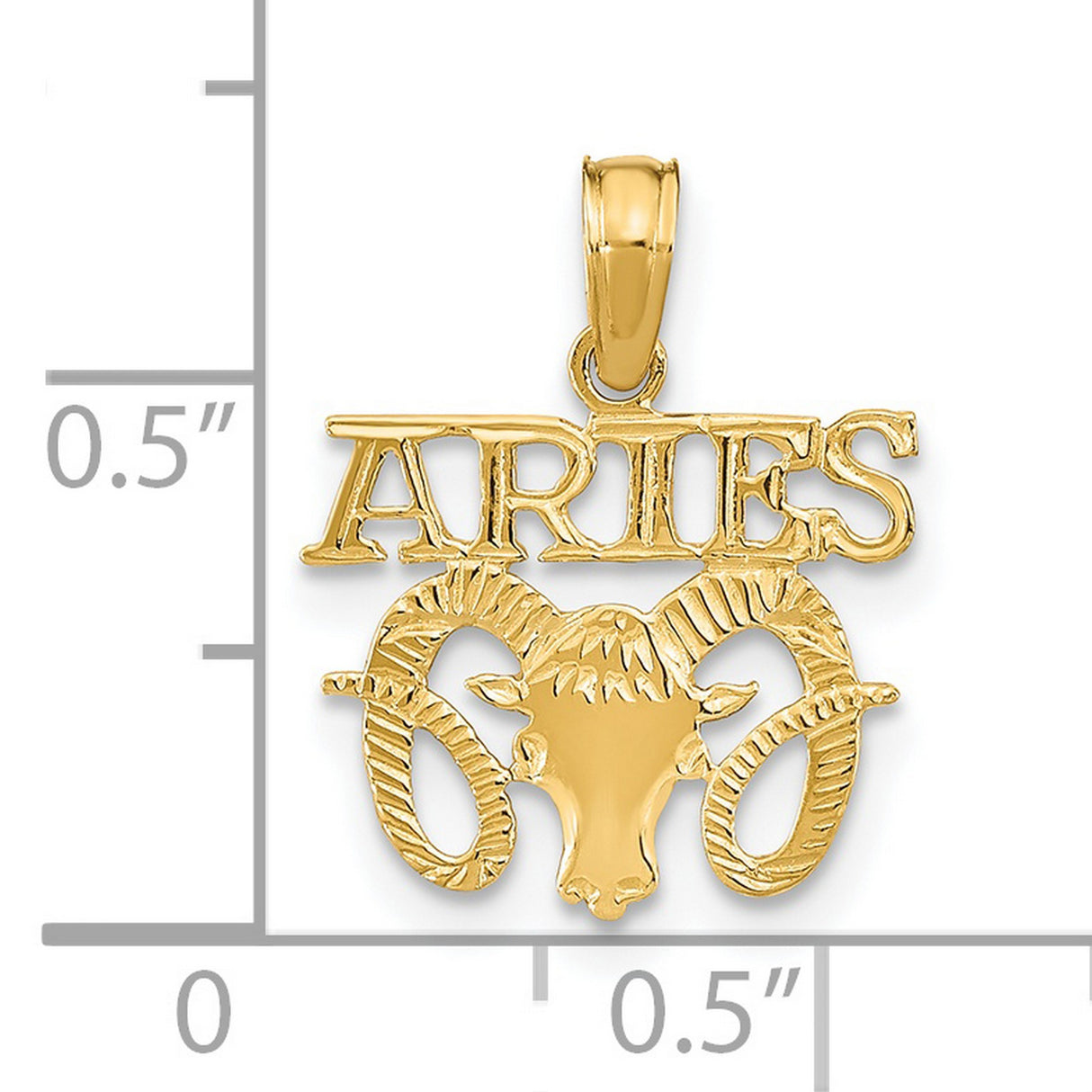 14k Yellow Gold Aries Zodiac Pendant with Ram Head Medallion Design