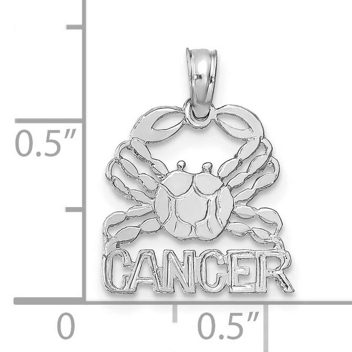 14k White Gold Cancer Zodiac Pendant with Crab Design and Horoscope Theme